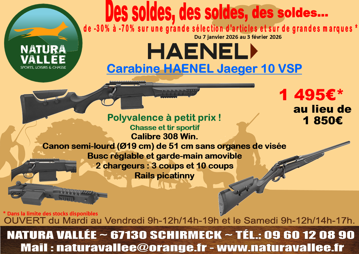 HAENEL JAEGER 10 | Natura Vallée Des soldes, des soldes, des soldes… Sarrebourg 0